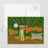 Funky Sock Monkey im Custom-Stil Postkarte (Vorne/Hinten)