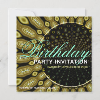Funky Solar Sonnenblumen Olive Green + Minze Party Einladung