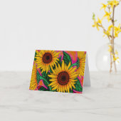 Funky Sonnenblumen - Note Card Karte (Gelbe Blume)