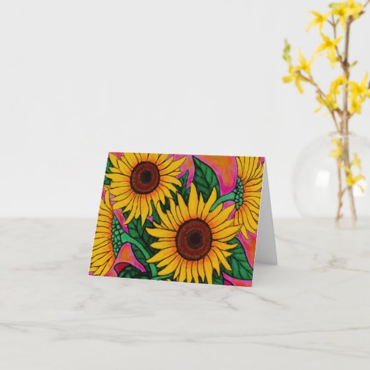 Funky Sonnenblumen - Note Card Karte (Gelbe Blume)