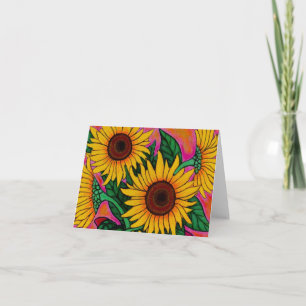 Funky Sonnenblumen - Note Card Karte