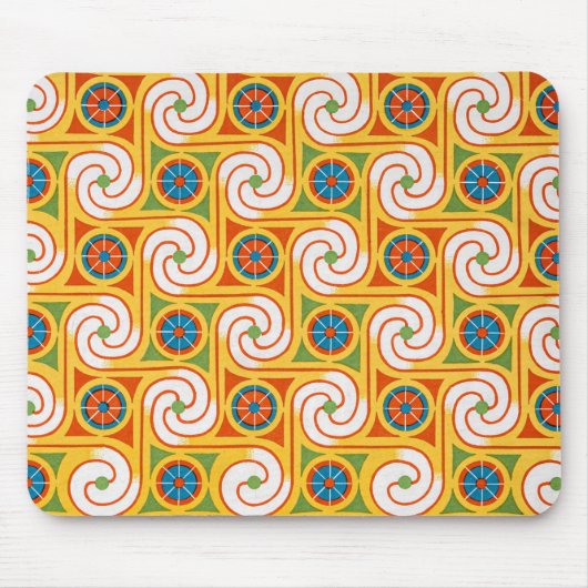 Funky Spiral 1970er Retro Fashion Swirl Mousepad (Vorne)