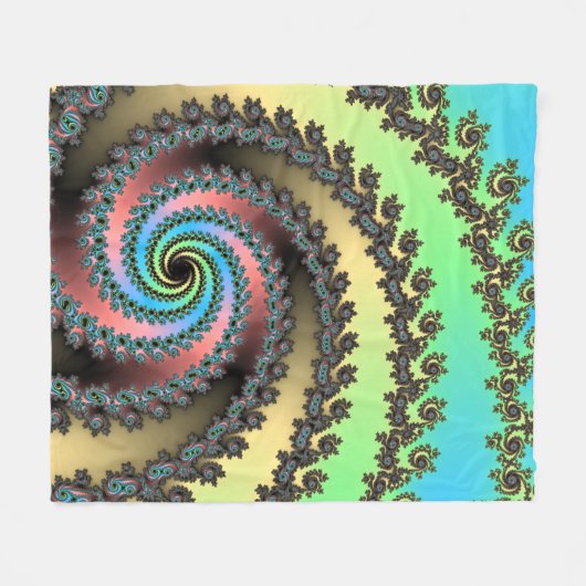 Funky Spiral Pastel Rainbow Fraktal Fleecedecke (Vorderseite (Horizontal))