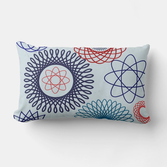 Funky Spirograph Geometric Muster Blau Lendenkissen (Vorderseite)