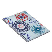 Funky Spirograph Geometric Muster Blau Notizblock (Rechte Seite)