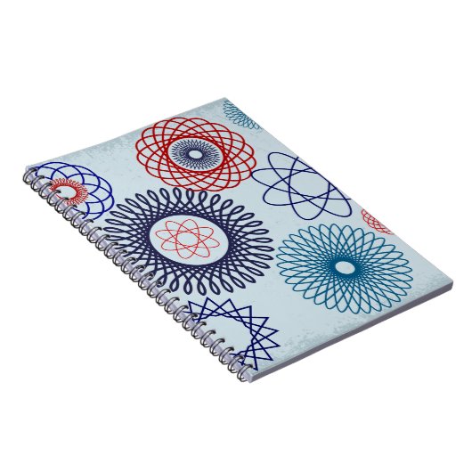 Funky Spirograph Geometric Muster Blau Notizblock (Rechte Seite)