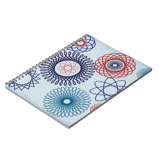 Funky Spirograph Geometric Muster Blau Notizblock (Linke Seite)