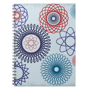 Funky Spirograph Geometric Muster Blau Notizblock