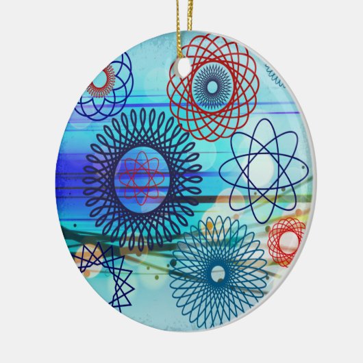 Funky Spirograph Geometric Muster Blue Design Keramik Ornament (Links)