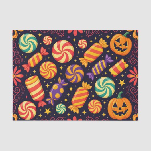 Funky Spooky Candy und Jack-o' Lanterns Halloween Seidenpapier (Vorderseite)