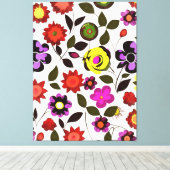 Funky Spring Flowers Seventies Style Leinwanddruck (Insitu (Holzboden))