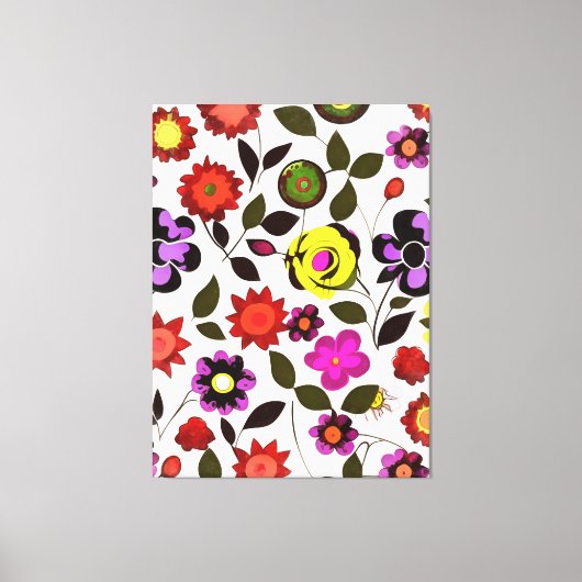Funky Spring Flowers Seventies Style Leinwanddruck (Vorderseite)