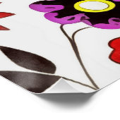 Funky Spring Flowers Seventies Style Poster (Ecke)