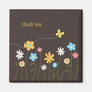 Funky Spring Flowers Vielen Dank Magnet