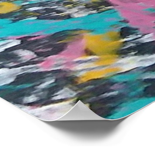 Funky Spritzer Art on Black Poster (Ecke)