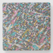 Funky Spritzer Art on Black Steinuntersetzer (Vorderseite)