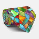 Funky Stains Glass Vibes Krawatte (Gerollt)