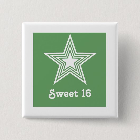 Funky Star Sweet 16 Button, Kelly Green Button (Vorderseite)