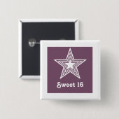 Funky Star Sweet 16 Button, Lila Button (Vorne & Hinten)