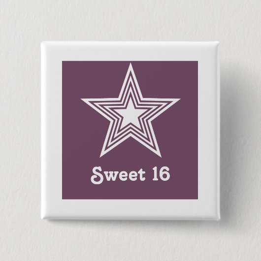 Funky Star Sweet 16 Button, Lila Button (Vorderseite)