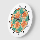 Funky Starburt Aquamarin & Orange Design Große Wanduhr (Winkel)