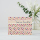 Funky Stars Beige Rose Postkarte (Stehend Vorderseite)