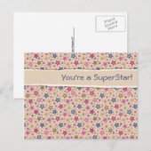 Funky Stars Beige Rose Postkarte (Vorne/Hinten)