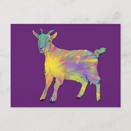 Funky Sternexplosion Goat Colorful Süße Tier Art Postkarte (Vorderseite)