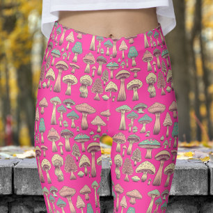 Funky Strawberry Pink Wild Sh Rooms Muster Leggings