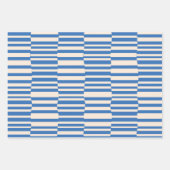 Funky Stripes in Ivory und Blue Geschenkpapier Set (Vorderseite)
