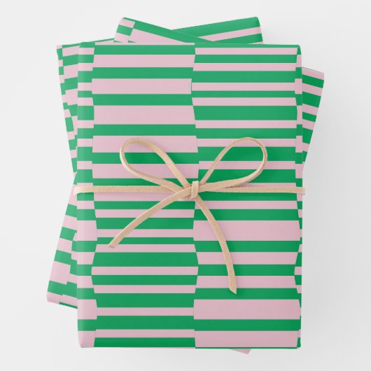 Funky Stripes in Rosa und Grün Geschenkpapier Set (Beispiel)