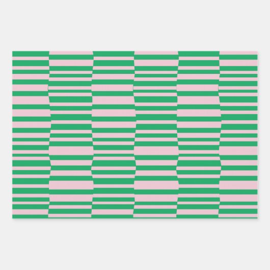 Funky Stripes in Rosa und Grün Geschenkpapier Set (Vorderseite)