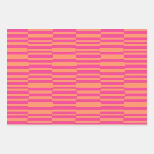 Funky Stripes Rosa und Orange Geschenkpapier Set (Vorderseite 2)