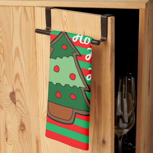 Funky Stripes und Weihnachtsbaum Geschirrtuch (Drittel gefaltet)