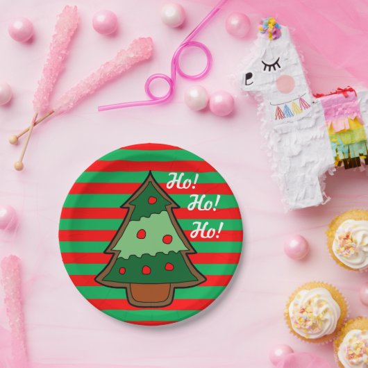 Funky Stripes und Weihnachtsbaum Pappteller (Party)