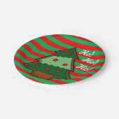 Funky Stripes und Weihnachtsbaum Pappteller (Schrägansicht)