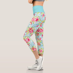 Funky Summer Colors Paint Spritzer Art Pattern Capri Leggings