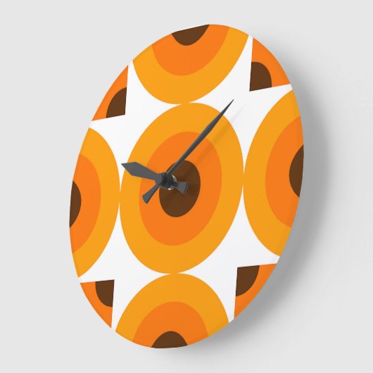 Funky Summer Orange Brocles Art Pattern Große Wanduhr (Winkel)