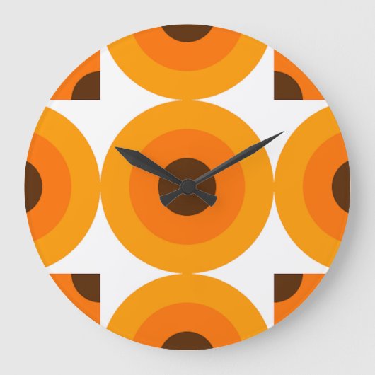 Funky Summer Orange Brocles Art Pattern Große Wanduhr (Vorderseite)