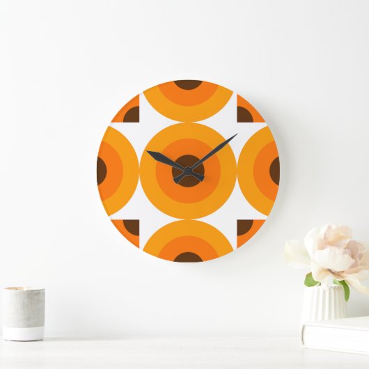 Funky Summer Orange Brocles Art Pattern Große Wanduhr (Zuhause)