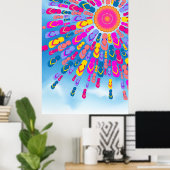 Funky Summer Sun Flip Flops Rays Poster (Heimbüro)