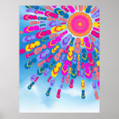 Funky Summer Sun Flip Flops Rays Poster (Vorne)