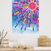 Funky Summer Sun Flip Flops Rays Poster (Küche)