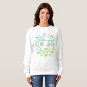 Funky Sun Face Abstrakt Wearable Art Sweatshirt (Vorne ganz)