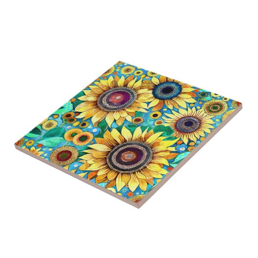 Funky Sunflowers Tile Fliese (Seite)