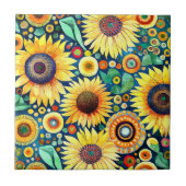 Funky Sunflowers Tile Fliese (Vorderseite)