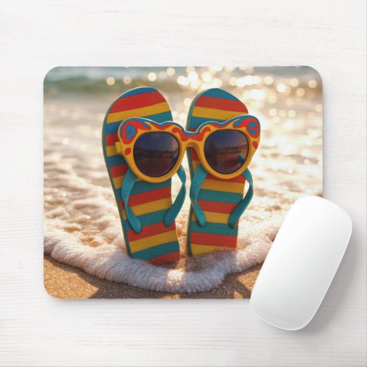 Funky Sunglasses On Flip-flops In Ocean Surf Mousepad (Mit Mouse)