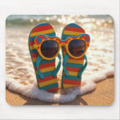 Funky Sunglasses On Flip-flops In Ocean Surf Mousepad (Vorne)
