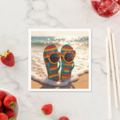 Funky Sunglasses On Flip-flops In Ocean Surf Serviette (Beispiel)