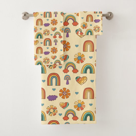 Funky Swirl Towel Groovy Boho Bathroom Decor Badhandtuch Set (Insitu)